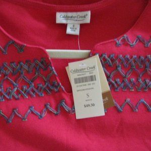 Coldwater Creek Red Herringbone Stitch Small Top